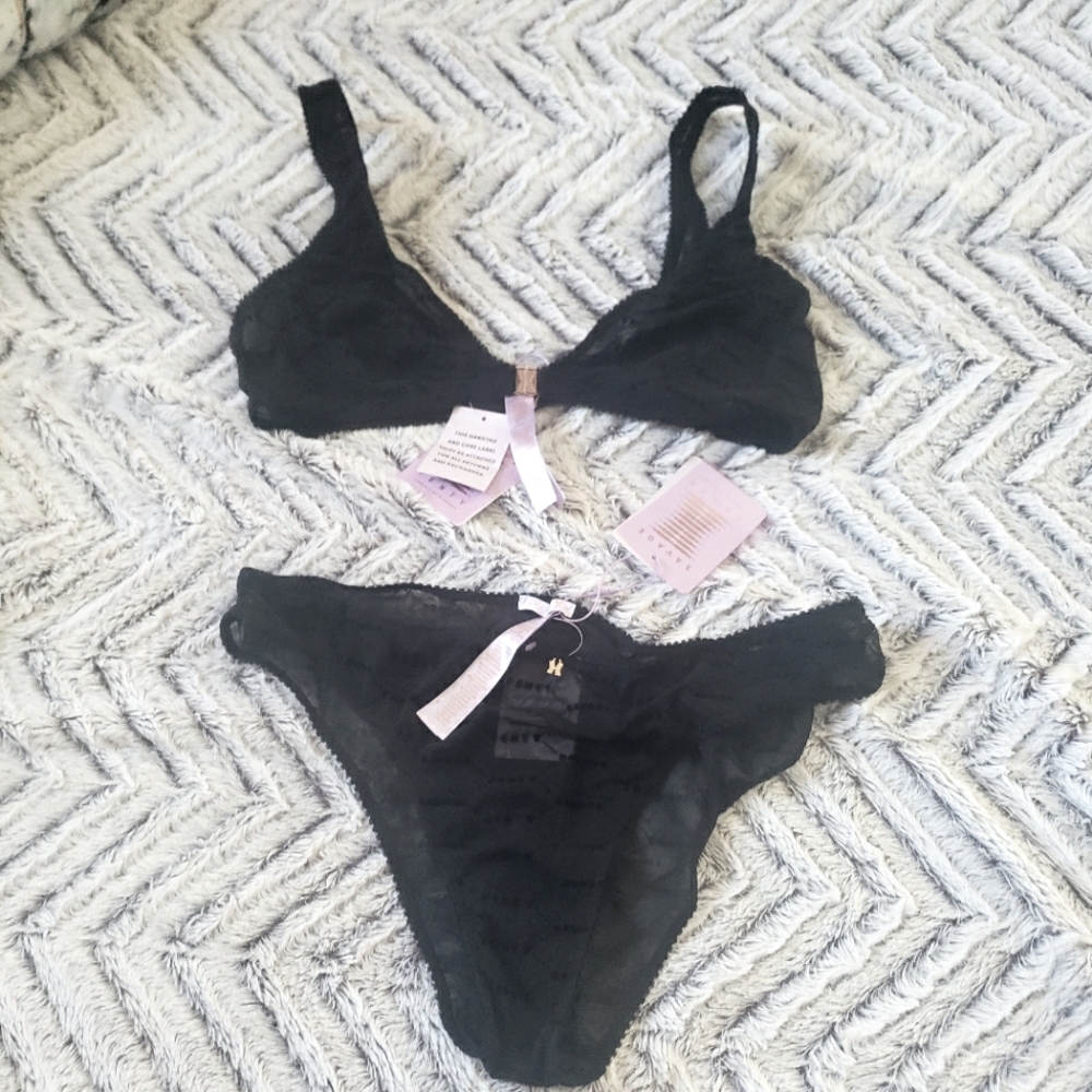 NWT Flocked Logo Bralette and Cheeky NEVER WORN
